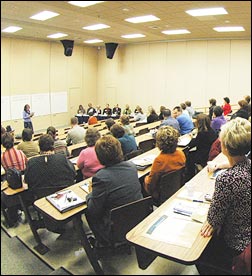 group of professionals in class