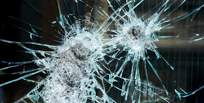 a shattered windshield